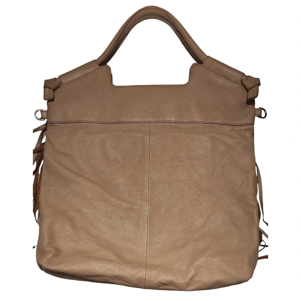 Foley + Corinna Fringe Hobo Designer Shoulder Purse Beige Leather W/Dust Bag